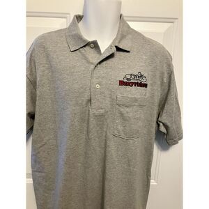 Men's Outer Banks Sz‎ Large Gray Pique Polo Shirt EasyRiders Biker Motorcycle